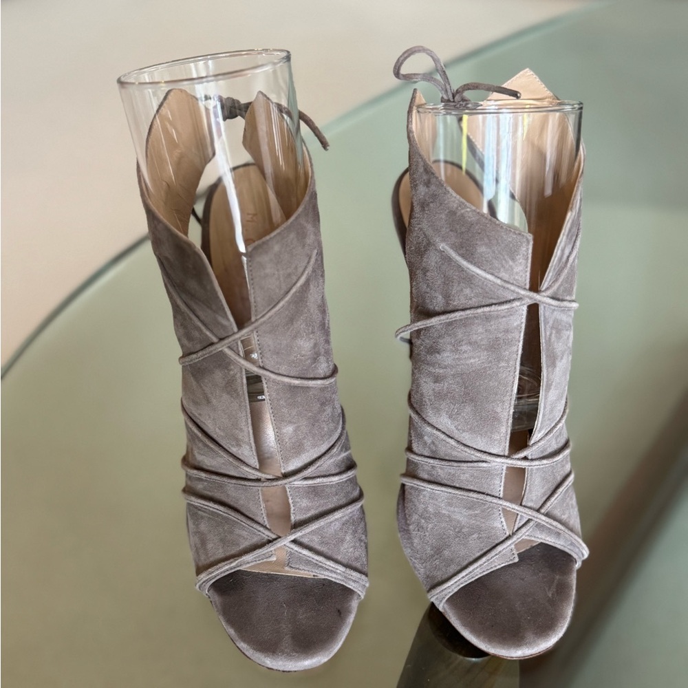 M.Gemi Suede Lace-Up Heels - Size 41